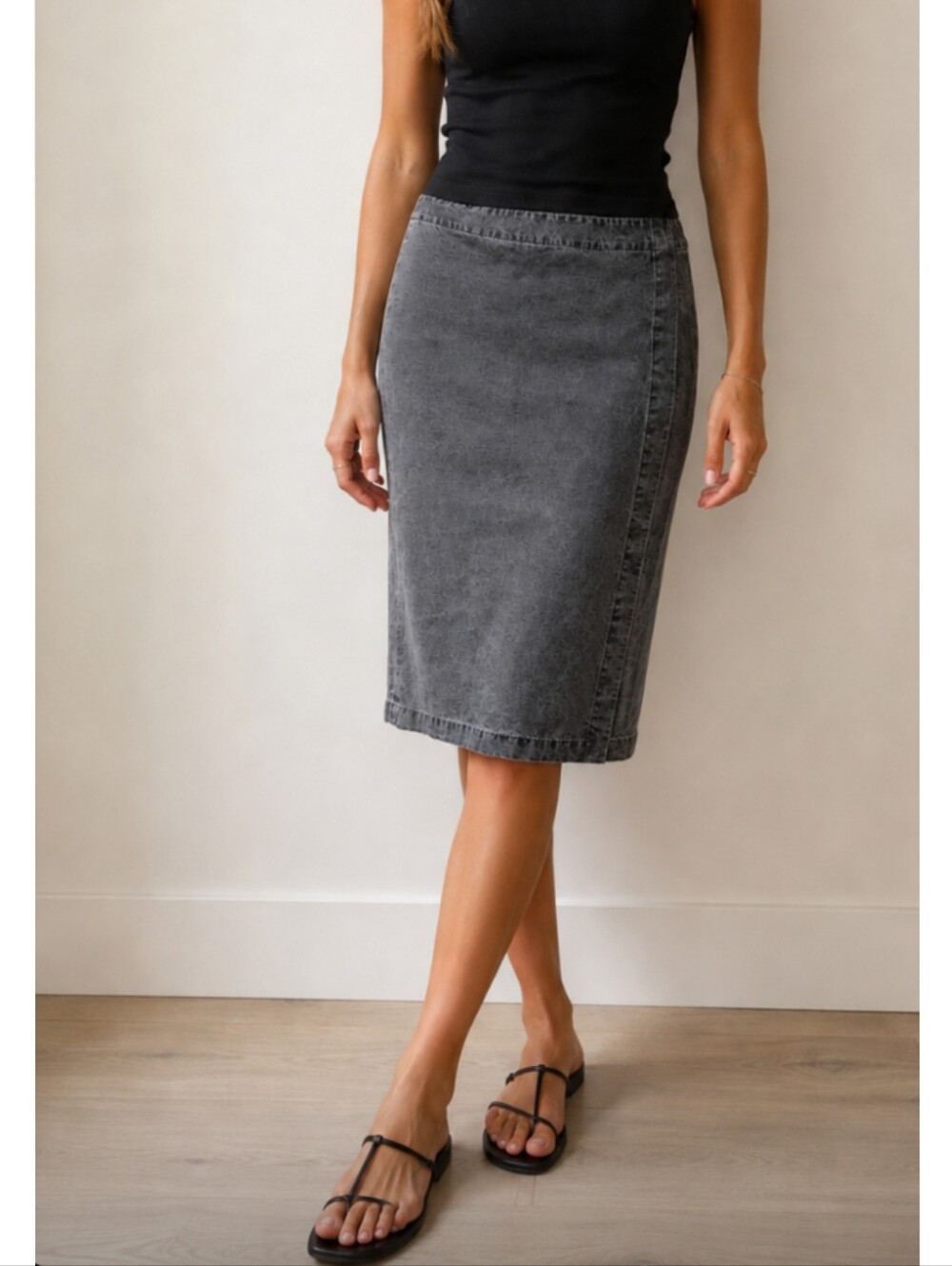 Emerson Fry Washed Denim Pencil Skirt